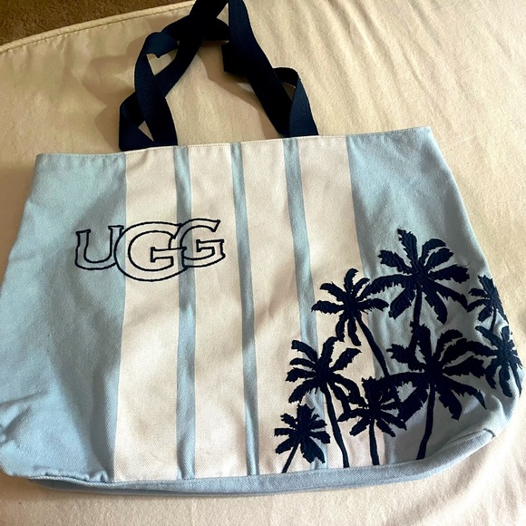 UGG Handbags - UGG Light Blue and White Palm Tote